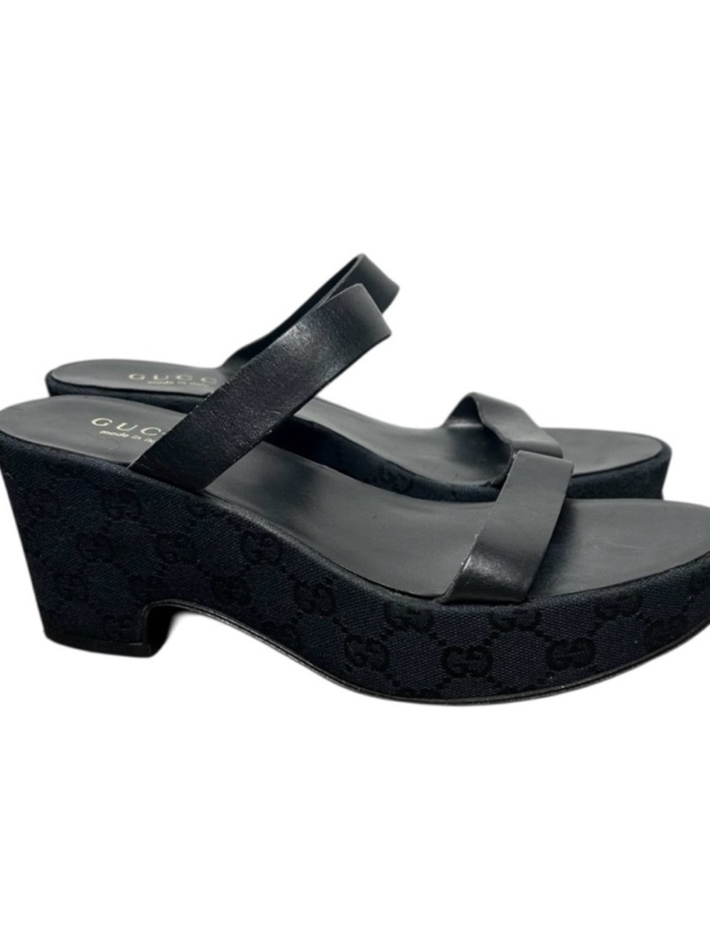 Gucci Black Monogram Platform Slide Sandals - Picture 7 of 7